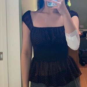 Black and Red Polka Dot Top